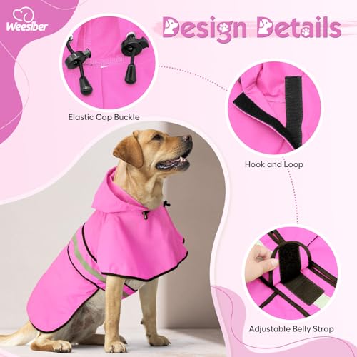 Dog Raincoat Waterproof Dog Rain Jacket with Leash Hole (Small / Pink)