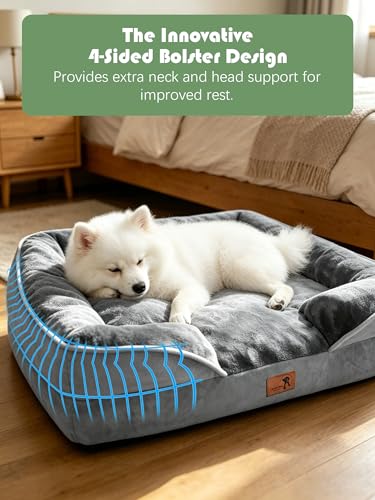 Orthopedic Dog Bed with Sides (24.0"L x 18.0"W x 6.0"Th / Grey)