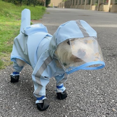 Dog Raincoat with Boots (Blue Cloud (detachable tail) / XS (1-3lb))