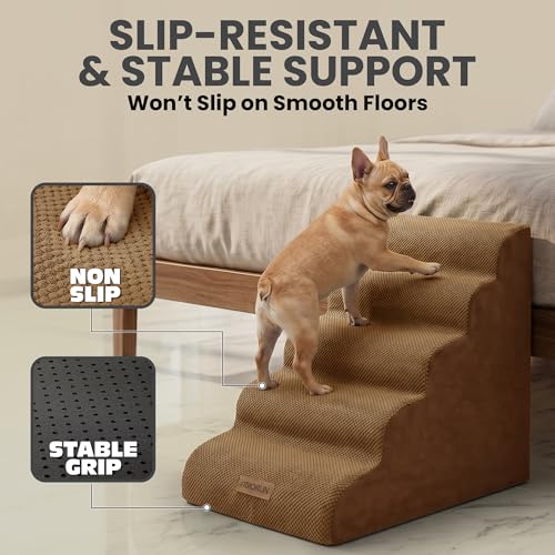 Dog Stairs Replacement Cover for 5 (Coffee / Cover 24.5"H)