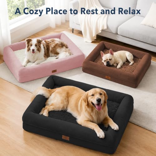 XL Orthopedic Waterproof Dog Bed for Extra Large Size Dogs (Pink / 45.0"L x 35.0"W x 7.5"Th)