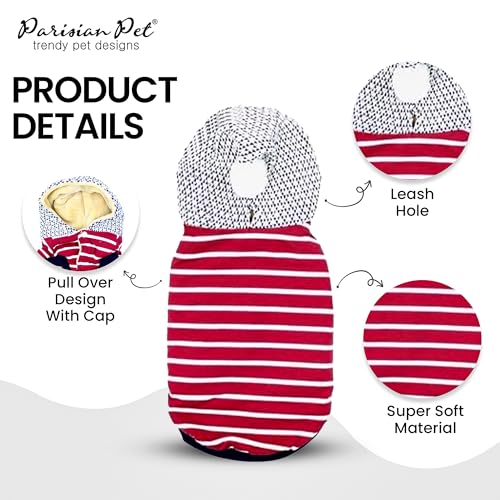 Basic Dog Hoodie (L / Striped Pom Pom Hoodie Red)