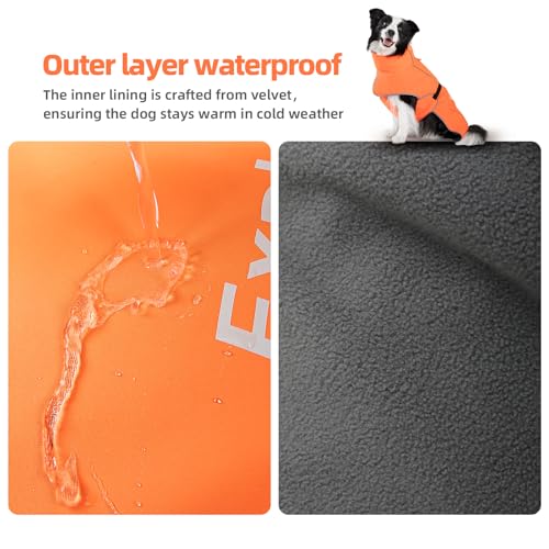 Dog Raincoat Adjustable Dog Rain Jacket Poncho with Leash Hole (Orange / L:44-57 lbs)
