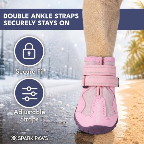 365 Dog Shoes (365 Pink / Size 4: 2.2"x2.56"(W*L) (Pack of 4))