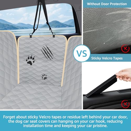 Dog Car Seat Covers for Back Seat with 2 Seat Belts (Standard / Gray)
