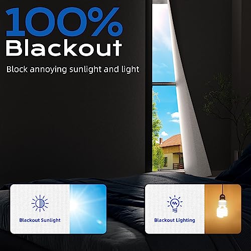 Blackout Curtains for Bedroom (White / 58"W x 100"H)