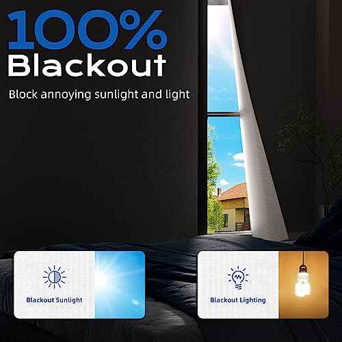 Blackout Curtains for Bedroom (White / 58"W x 39"H)