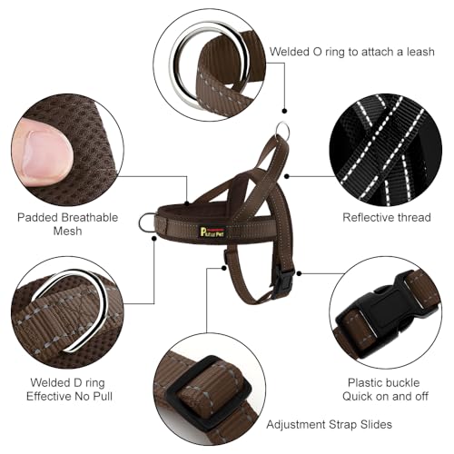 No Pull Dog Harness for Puppy Small Dogs (XXS: chest 11.8"-15" / Chocolate)