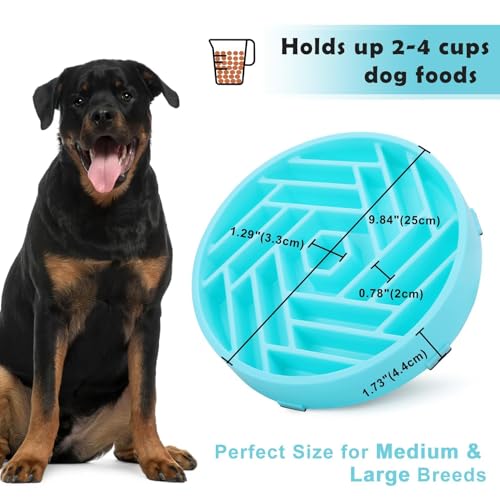 Slow Feeder Dog Bowls Large Medium Breed (Blue)