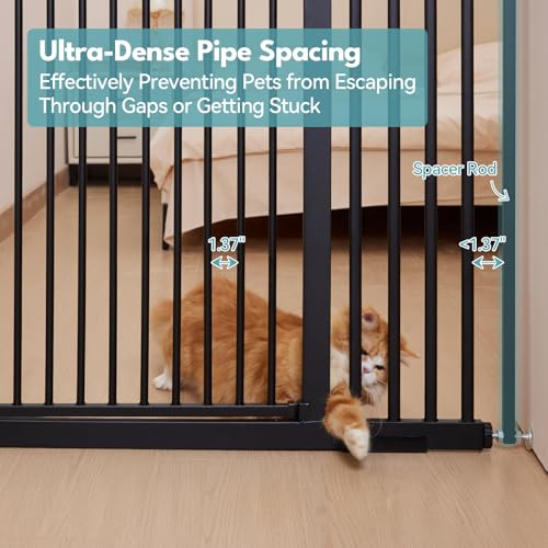 55.1" Extra Tall Pet Gate (Black - S / 55.1" Tall, 29.9-44.4" Wide)
