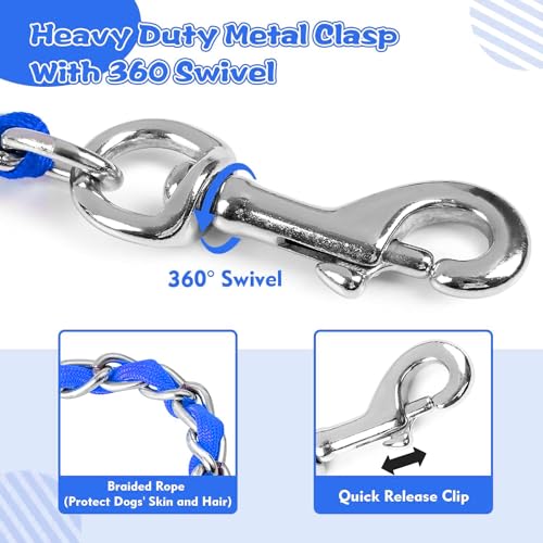 Metal Chain Dog Leash Chew Proof for Dogs (Blue / 4FT 3.0mm (Medium dogs))