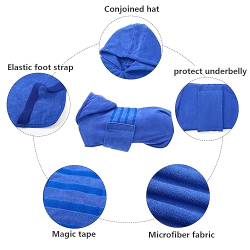 Dog Drying Coats with Hood (Small / Blue(Hood))