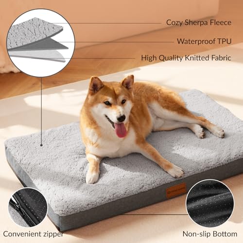 Orthopedic Large Dog Bed Washable Pet Sofa Mat 36''X24'' Grey (36"L x 24"W x 3.5"Th / Grey)
