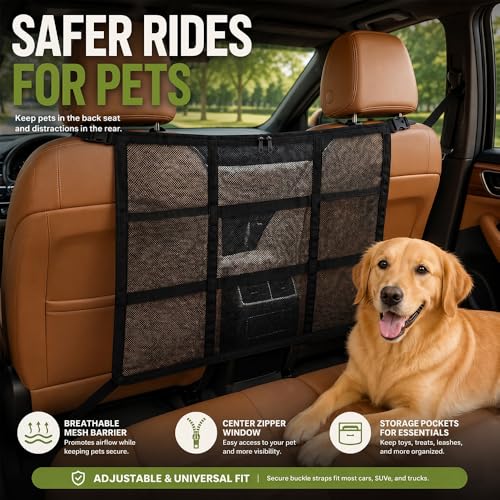Dog Car Barrier for SUV Truck Sedan Mesh Pet Barrier with Extended Side Flaps