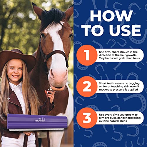 8 Inch Deshedding Brush for Dogs & Horses (Purple)