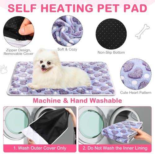 4 Pack Self Heating Cat Bed Cat Self Warming Pad with Removable Cover Extra Warm Thermal Pet Pad Washable Pet Crate Mat Anti Slip Kennel for Indoor Outdoor Pets (20 x 28 Inches)