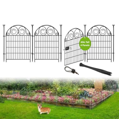 Tall Garden Fence with Gate (40''(H)-4panels-8.8ft(L))