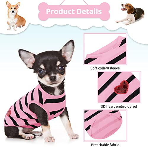 Dog Striped Shirts for Large Dogs (Light Pink-Vest / Large)