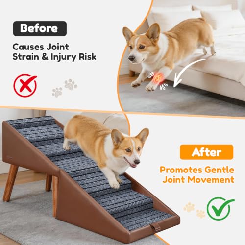 22.8" H Dog Stairs for High Bed (Brown / 22.8" H)
