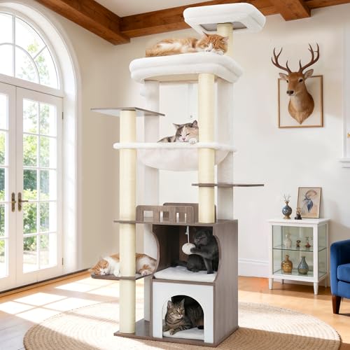 Modern Cat Tree Tower (70.9 inches / Rustic Gray)