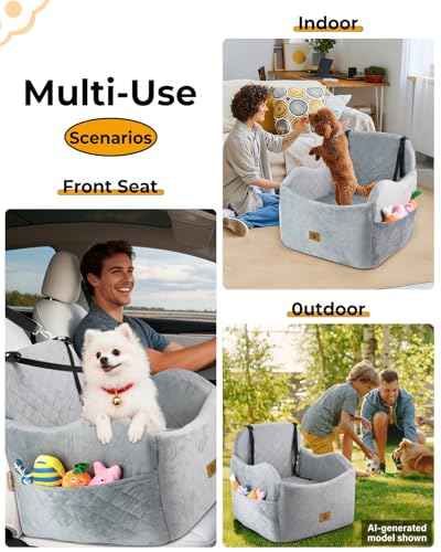 Dog Car Seats for Small Dogs Up to 35 lbs (Grey)