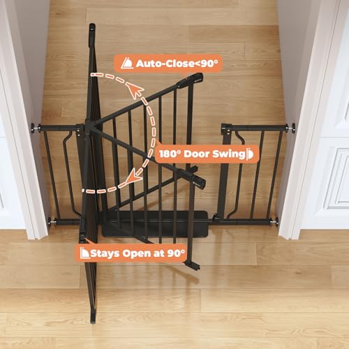 34" Tall Baby Gate No Drilling (Black / 29-45"Wide, 34"Tall)