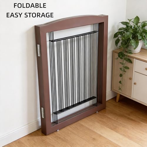 Freestanding Dog Fence Indoor (Brown / 【2 Panels】40''w x 24''h)