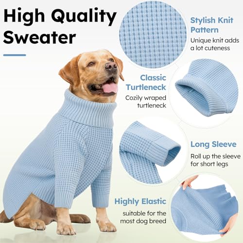 Dog Sweaters for Medium Dogs Waffle Knit Long Sleeve Dog Sweater (Blue / Medium)