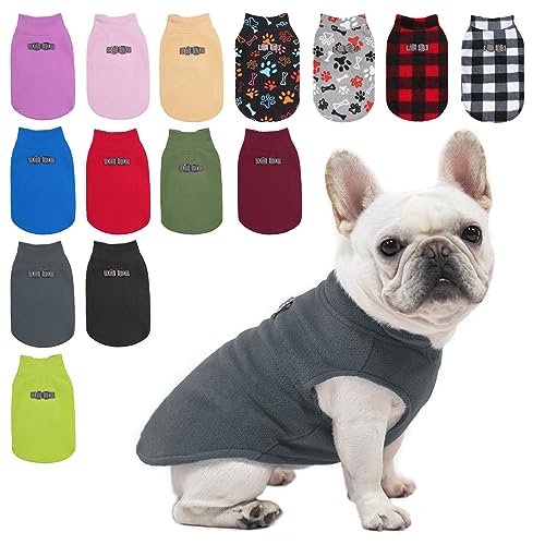 Dog Fleece Vest Sweater Winter Jacket for Small and Medium Dogs with D (Medium / GREY)