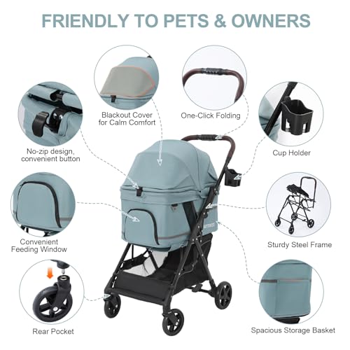 Dog Stroller with No (Light Blue)