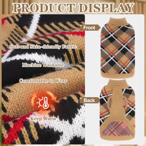 Fall Dog Sweater for Small Medium Large Dogs (Beige / X-Large(Back Length 24"))