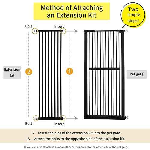 55.12" Extra Tall Pet Gate Extension Kit 16.73" Wide Black (55.12" H-black / 16.73" W, Extension)