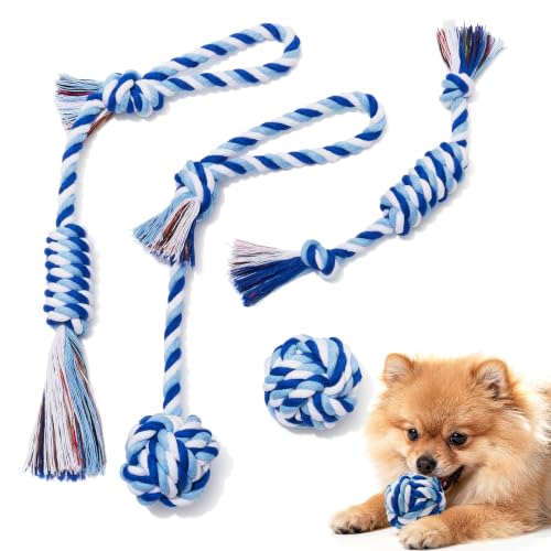 Dog Rope Toys for Small Dogs & Puppies (Blue / Small)