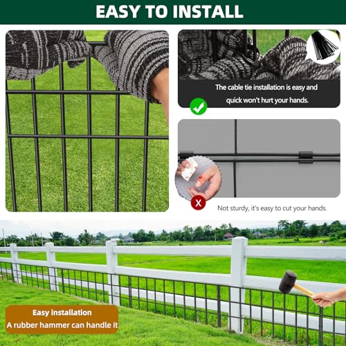 10 Panels Animal Barrier Fence (Black / 10 Panels, 14ft(L) x 13in(H))