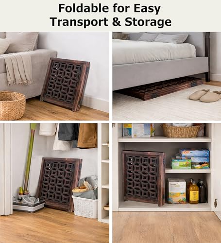 Wooden Foldable Pet Dog Gate (Antique Brown / 3 Panel)