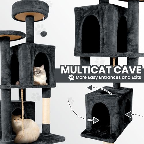 58.5inch Large Cat Tree Tower Condo for Indoor Cats (58.5in / Grey Black)