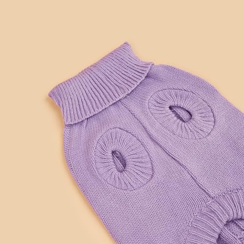 Dog Sweater Soft Warm Turtleneck Knitted Clothes for Small Medium Large Pet (Medium Purple / X-Small)