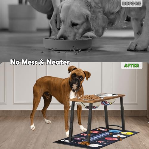 Elevated Dog Bowls for Large Extra Large Dogs with Mat (H:11.8-18.8", 101oz Bowls & Mat)