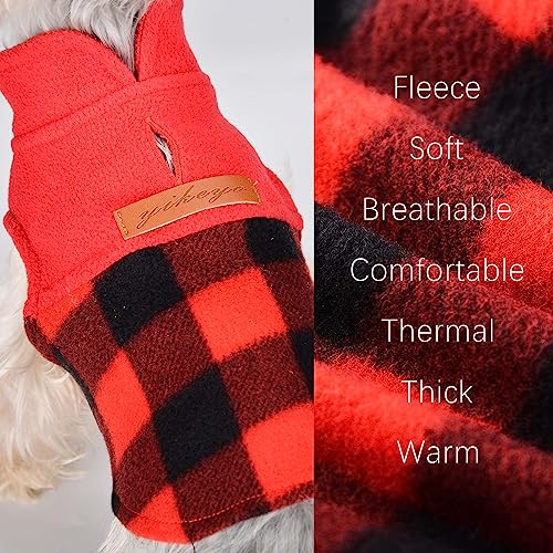 Dog Winter Clothes Fleece Plaid Dog Sweater Vest Winter Warm Soft Sweater for Small Dogs Cat Cute Puppy Kitten Clothes Cat Outfit (Red Plaid / Medium (Chest 17in ))