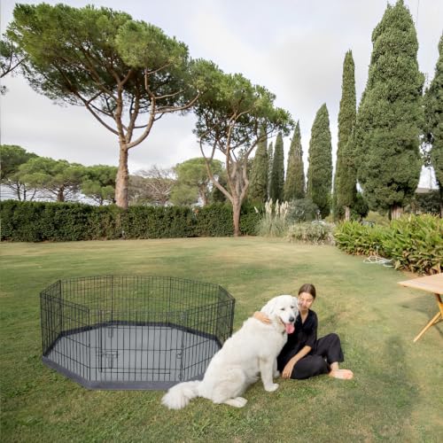 Foldable Metal Dog Exercise Pen (Gray / 24''H)