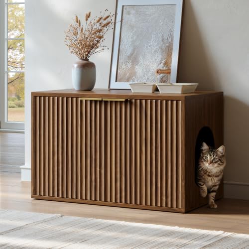 31.5" Cat Litter Box Enclosure Furniture (Walnut)