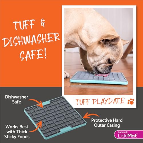 Tuff, Heavy-Duty Playdate, Dog Slow Feeder Lick Mat, Boredom Anxiety Reducer; Perfect for Food, Treats, Yogurt, or Peanut Butter, Fun Alternative to a Slow Feed Dog Bowl, Green (Green)