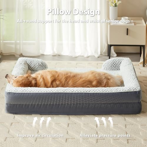 Washable Orthopedic Dog Bed (Deep Grey / 36"L x 27"W x 6.5"Th)