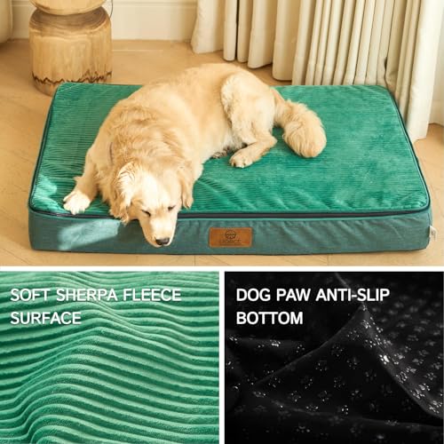 Orthopedic Memory Foam XXL Dog Bed (48.0"L x 30.0"W x 6.0"Th / Forest Green)