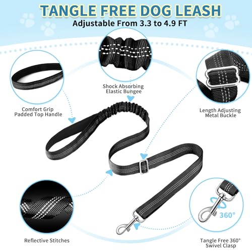 No Pull Small Dog Harness and Leash Set with Front Clip (X-Small / Black)