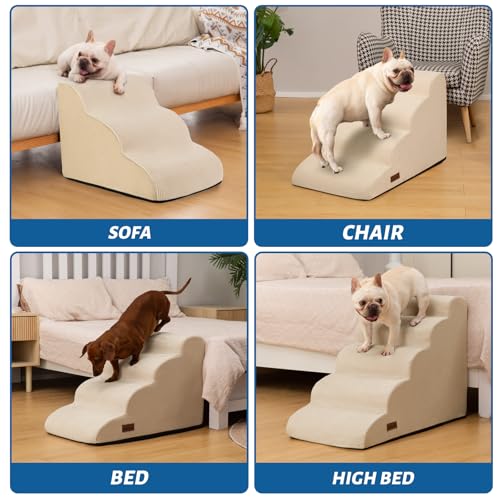 Dog Steps for Bed or Couch (Beige / Standard 4-Step 17.4"H)