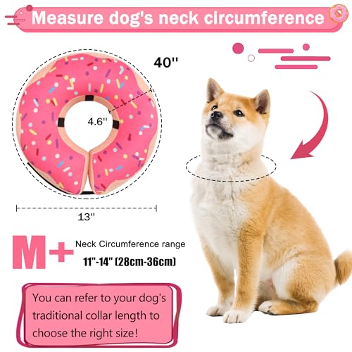 Inflatable Cone Collar for Large Medium Small Dogs (Pink / M+（neck 11"-14"）)