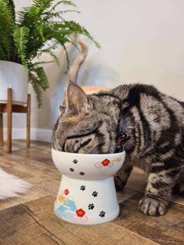 Necoichi Ceramic Raised Cat Food Bowl (Fuji / Large)