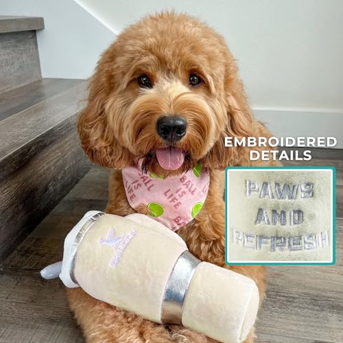 Snuggly Cup Plush Dog Toy Tumbler Parody Stuffed Chew Toy (Snuggly Cup (Ivory))