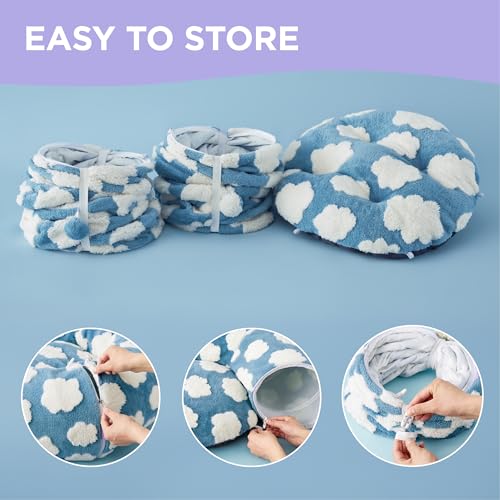 Lesure Donut Cute Jacquard Large Cat Tunnel Bed Kitten Toys for Dog Bunny (large (39.5"L x 39.5"W x 10"H) / Cozy Clouds Blue)
